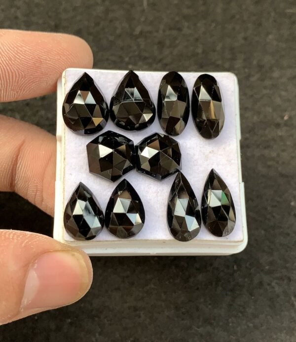 Black Spinel Gemstone Natural Black Spinel Rose Cut Mix Pair Shape Gemstone 10-15 MM 5 Pair High Quality Wholesale gems SM23907