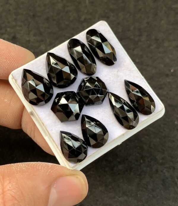 Black Spinel Gemstone Natural Black Spinel Rose Cut Mix Pair Shape Gemstone 10-15 MM 5 Pair High Quality Wholesale gems SM23907 - Image 2