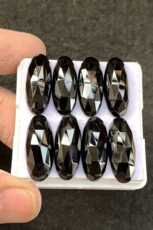 Black Spinel Gemstone Natural Black Spinel Rose Cut Oval Shape Gemstone 20x8 MM 8 Pcs High Quality Wholesale gems SM23908