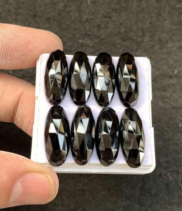 Black Spinel Gemstone Natural Black Spinel Rose Cut Oval Shape Gemstone 20x8 MM 8 Pcs High Quality Wholesale gems SM23908