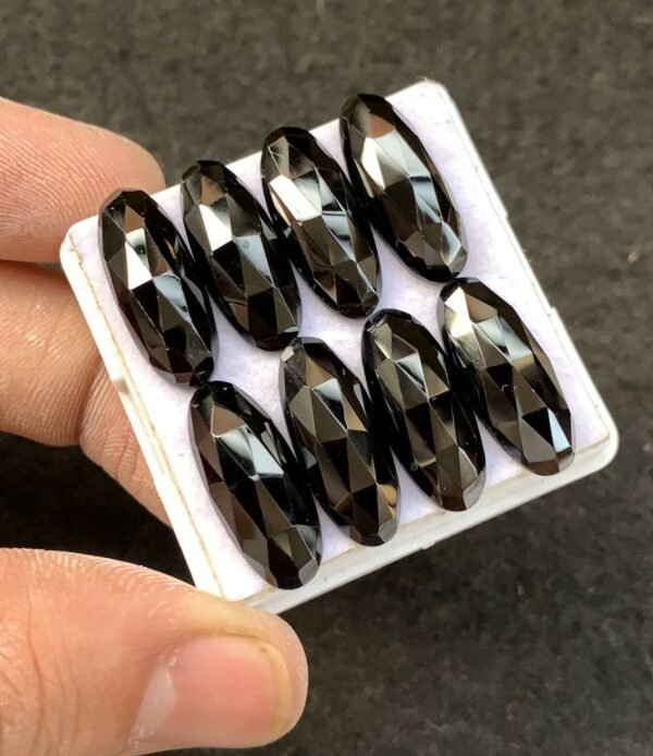 Black Spinel Gemstone Natural Black Spinel Rose Cut Oval Shape Gemstone 20x8 MM 8 Pcs High Quality Wholesale gems SM23908 - Image 3