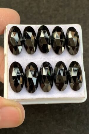 Black Spinel Gemstone Natural Black Spinel Rose Cut Oval Shape Gemstone 15x7 MM 10 Pcs High Quality Wholesale gems SM23909