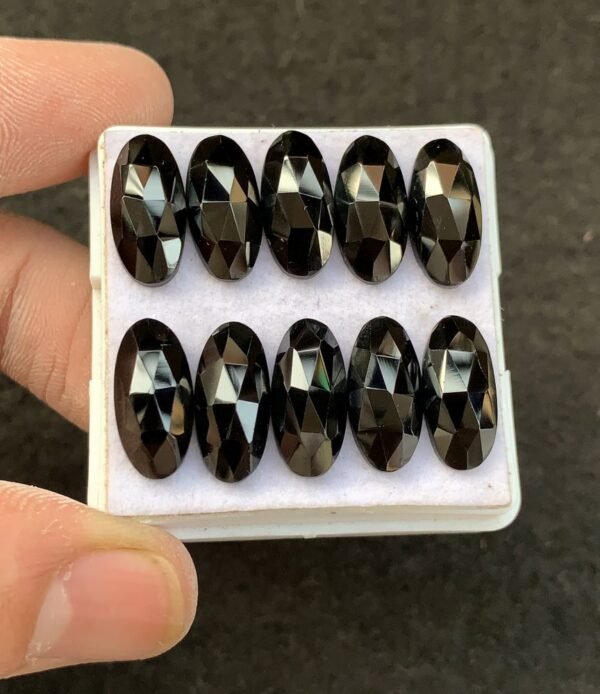 Black Spinel Gemstone Natural Black Spinel Rose Cut Oval Shape Gemstone 15x7 MM 10 Pcs High Quality Wholesale gems SM23909