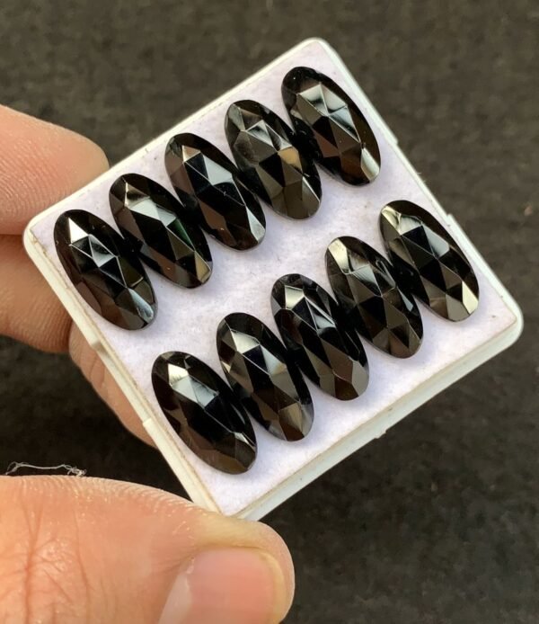 Black Spinel Gemstone Natural Black Spinel Rose Cut Oval Shape Gemstone 15x7 MM 10 Pcs High Quality Wholesale gems SM23909 - Image 2