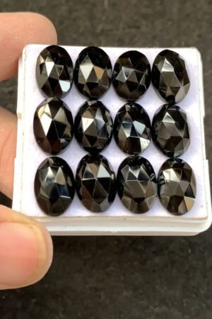 Black Spinel Gemstone Natural Black Spinel Rose Cut Oval Shape Gemstone 12x8 MM 12 Pcs High Quality Wholesale gems SM23910