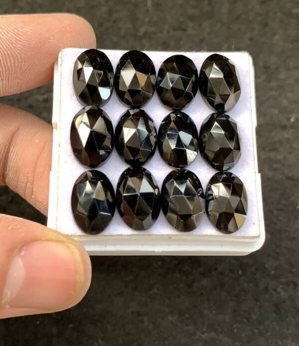 Black Spinel Gemstone Natural Black Spinel Rose Cut Oval Shape Gemstone 12x8 MM 12 Pcs High Quality Wholesale gems SM23910