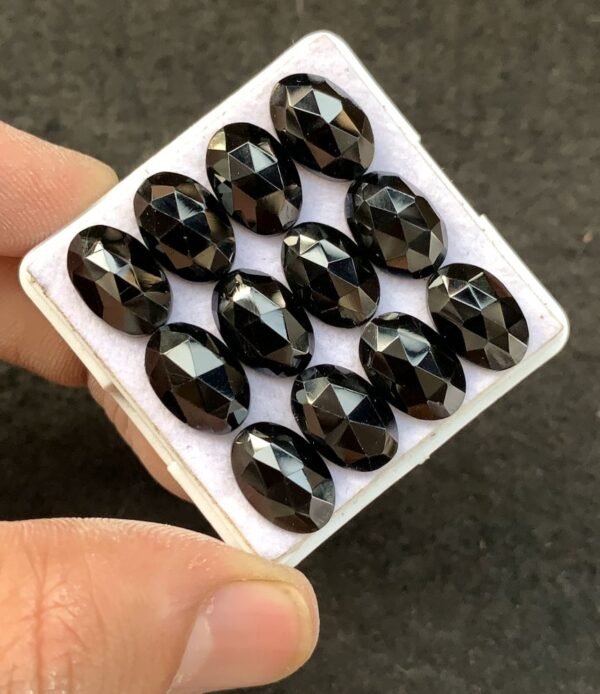 Black Spinel Gemstone Natural Black Spinel Rose Cut Oval Shape Gemstone 12x8 MM 12 Pcs High Quality Wholesale gems SM23910 - Image 2