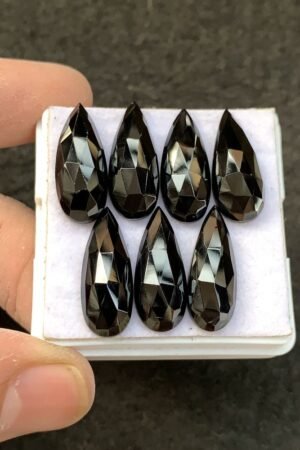 Black Spinel Gemstone Natural Black Spinel Rose Cut Pear Shape Gemstone 20x8 MM 7 Pcs High Quality Wholesale gems SM23911