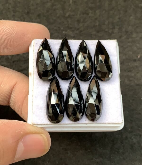 Black Spinel Gemstone Natural Black Spinel Rose Cut Pear Shape Gemstone 20x8 MM 7 Pcs High Quality Wholesale gems SM23911