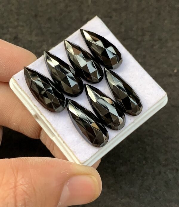 Black Spinel Gemstone Natural Black Spinel Rose Cut Pear Shape Gemstone 20x8 MM 7 Pcs High Quality Wholesale gems SM23911 - Image 2