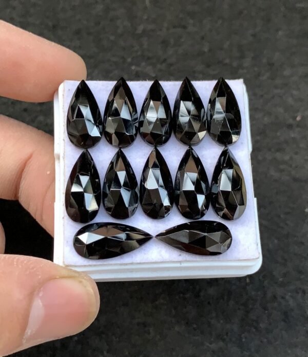 Black Spinel Gemstone Natural Black Spinel Rose Cut Pear Shape Gemstone 15x7 MM 12 Pcs High Quality Wholesale gems SM23912