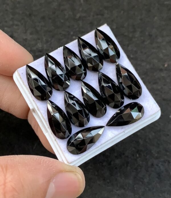 Black Spinel Gemstone Natural Black Spinel Rose Cut Pear Shape Gemstone 15x7 MM 12 Pcs High Quality Wholesale gems SM23912 - Image 2