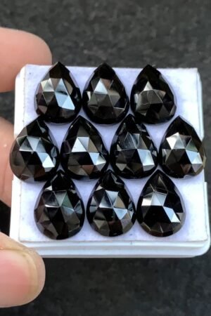 Black Spinel Gemstone Natural Black Spinel Rose Cut Pear Shape Gemstone 14x10 MM 10 Pcs High Quality Wholesale gems SM23913