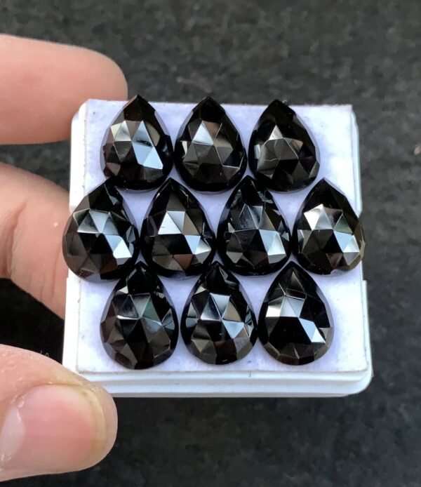 Black Spinel Gemstone Natural Black Spinel Rose Cut Pear Shape Gemstone 14x10 MM 10 Pcs High Quality Wholesale gems SM23913