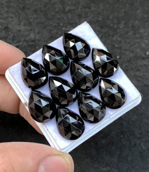 Black Spinel Gemstone Natural Black Spinel Rose Cut Pear Shape Gemstone 14x10 MM 10 Pcs High Quality Wholesale gems SM23913 - Image 2