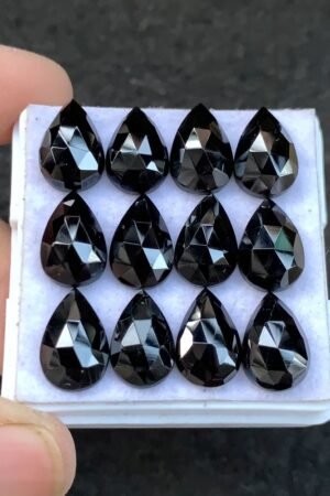 Black Spinel Gemstone Natural Black Spinel Rose Cut Pear Shape Gemstone 12x8 MM 12 Pcs High Quality Wholesale gems SM23914