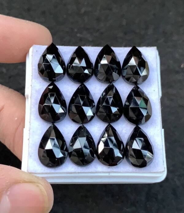 Black Spinel Gemstone Natural Black Spinel Rose Cut Pear Shape Gemstone 12x8 MM 12 Pcs High Quality Wholesale gems SM23914