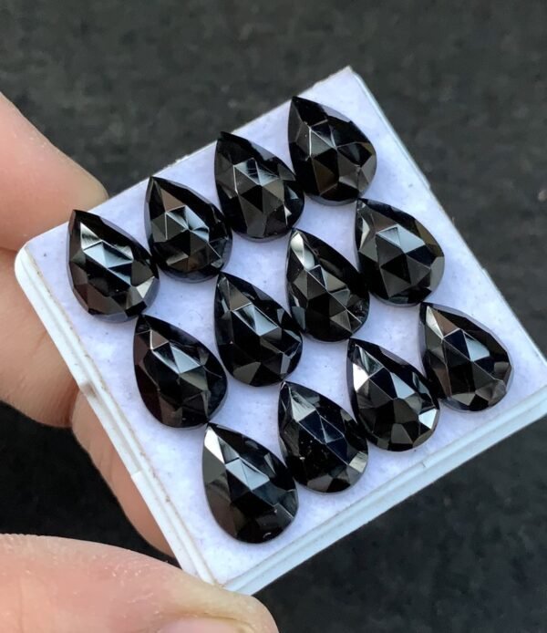 Black Spinel Gemstone Natural Black Spinel Rose Cut Pear Shape Gemstone 12x8 MM 12 Pcs High Quality Wholesale gems SM23914 - Image 2