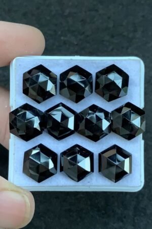 Black Spinel Gemstone Natural Black Spinel Rose Cut Hexagon Shape Gemstone 10 MM 10 Pcs High Quality Wholesale gems SM23916