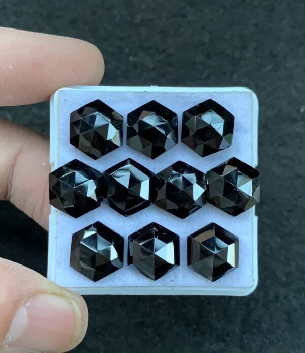 Black Spinel Gemstone Natural Black Spinel Rose Cut Hexagon Shape Gemstone 10 MM 10 Pcs High Quality Wholesale gems SM23916