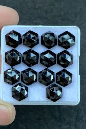 Black Spinel Gemstone Natural Black Spinel Rose Cut Hexagon Shape Gemstone 8 MM 14 Pcs High Quality Wholesale gems SM23917