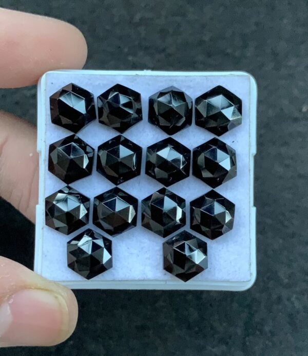 Black Spinel Gemstone Natural Black Spinel Rose Cut Hexagon Shape Gemstone 8 MM 14 Pcs High Quality Wholesale gems SM23917