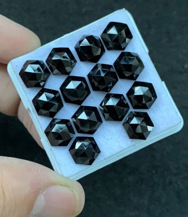 Black Spinel Gemstone Natural Black Spinel Rose Cut Hexagon Shape Gemstone 8 MM 14 Pcs High Quality Wholesale gems SM23917 - Image 2