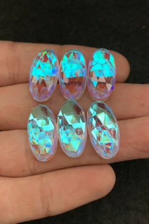 Rainbow Quartz Gemstone Mystic Rainbow Quartz Rose Cut Oval Shape Gemstone 20x10 MM 6 Pieces Cabochon High Quality Wholesale gems SM24027