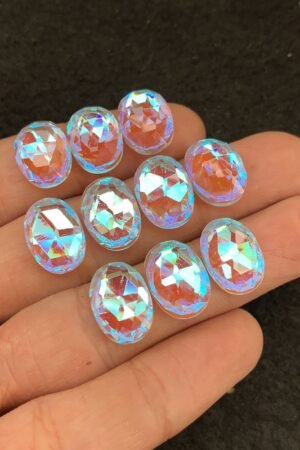 Rainbow Quartz Gemstone Mystic Rainbow Quartz Rose Cut Oval Shape Gemstone 14x10 MM 10 Pieces Cabochon High Quality Wholesale gems SM24028