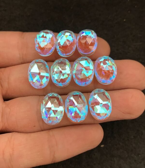 Rainbow Quartz Gemstone Mystic Rainbow Quartz Rose Cut Oval Shape Gemstone 14x10 MM 10 Pieces Cabochon High Quality Wholesale gems SM24028 - Image 3