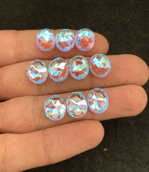 Rainbow Quartz Gemstone Mystic Rainbow Quartz Rose Cut Oval Shape Gemstone 11x9 MM 10 Pieces Cabochon High Quality Wholesale gems SM24029
