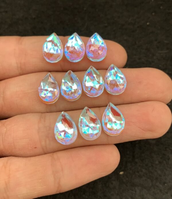 Rainbow Quartz Gemstone Mystic Rainbow Quartz Rose Cut Pear Shape Gemstone 12x8 MM 10 Pieces Cabochon High Quality Wholesale gems SM24030 - Image 3