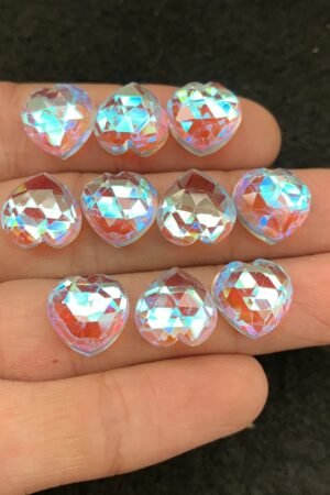 Rainbow Quartz Gemstone Mystic Rainbow Quartz Rose Cut Heart Shape Gemstone 12 MM 10 Pieces Cabochon High Quality Wholesale gems SM24032