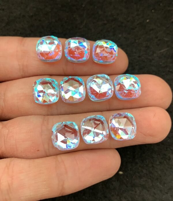 Rainbow Quartz Gemstone Mystic Rainbow Quartz Rose Cut Cushion Shape Gemstone 10 MM 10 Pieces Cabochon High Quality Wholesale gems SM24033
