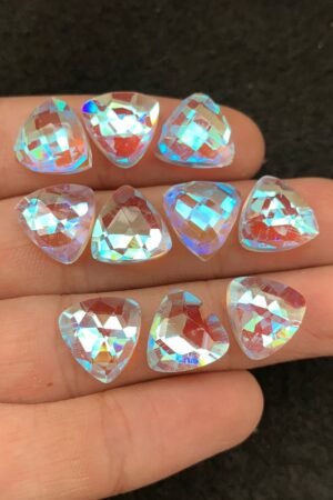 Rainbow Quartz Gemstone Mystic Rainbow Quartz Rose Cut Trillion Shape Gemstone 12 MM 10 Pieces Cabochon High Quality Wholesale gems SM24034