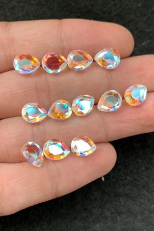 Rainbow Quartz Gemstone Mystic Rainbow Quartz Faceted Cut Pear Shape Gemstone 9x8 MM 12 Pieces High Quality Wholesale gems SM24038