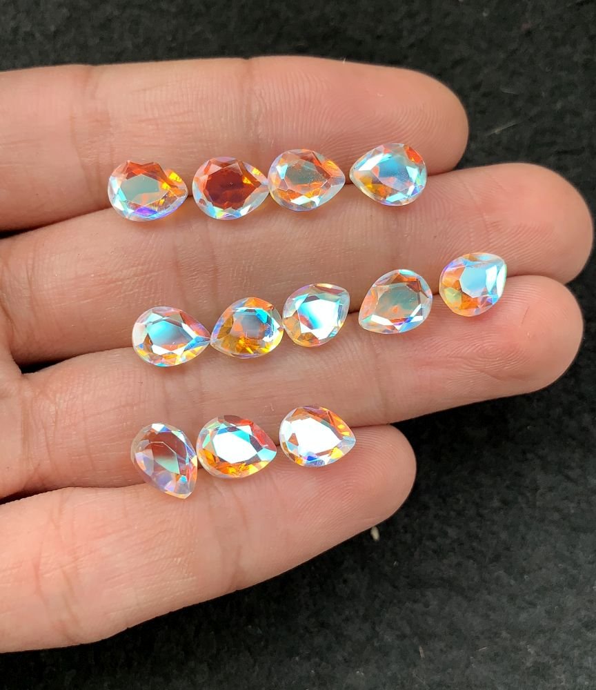 Rainbow Quartz Gemstone Mystic Rainbow Quartz Faceted Cut Pear Shape Gemstone 9x8 MM 12 Pieces High Quality Wholesale gems SM24038