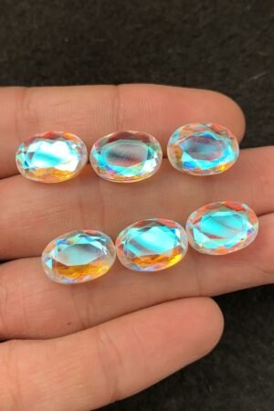 Rainbow Quartz Gemstone Mystic Rainbow Quartz Faceted Cut Oval Shape Gemstone 14x10 MM 6 Pieces High Quality Wholesale gems SM24039