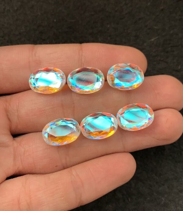Rainbow Quartz Gemstone Mystic Rainbow Quartz Faceted Cut Oval Shape Gemstone 14x10 MM 6 Pieces High Quality Wholesale gems SM24039