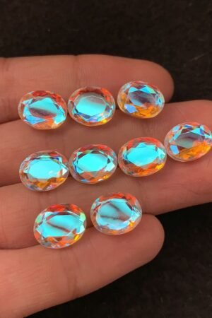 Rainbow Quartz Gemstone Mystic Rainbow Quartz Faceted Cut Oval Shape Gemstone 12x10 MM 9 Pieces High Quality Wholesale gems SM24040