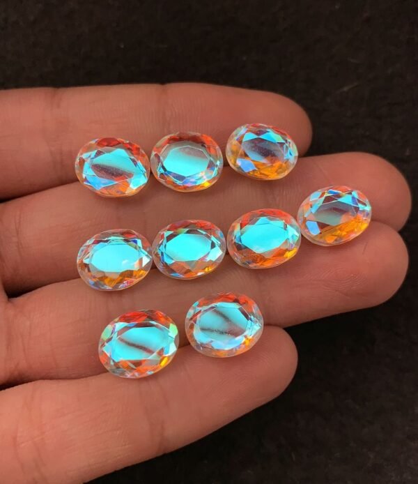 Rainbow Quartz Gemstone Mystic Rainbow Quartz Faceted Cut Oval Shape Gemstone 12x10 MM 9 Pieces High Quality Wholesale gems SM24040
