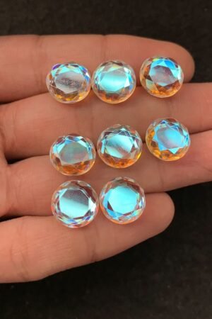 Rainbow Quartz Gemstone Mystic Rainbow Quartz Faceted Cut Round Shape Gemstone 12 MM 8 Pieces High Quality Wholesale gems SM24042