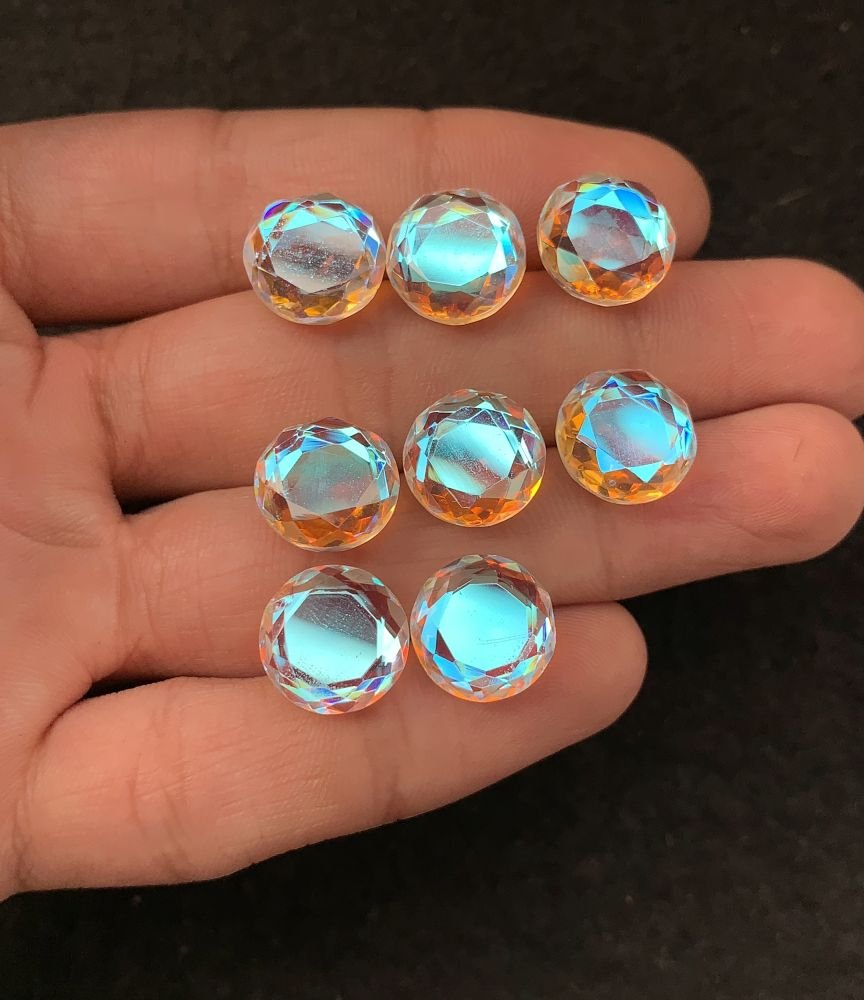 Rainbow Quartz Gemstone Mystic Rainbow Quartz Faceted Cut Round Shape Gemstone 12 MM 8 Pieces High Quality Wholesale gems SM24042