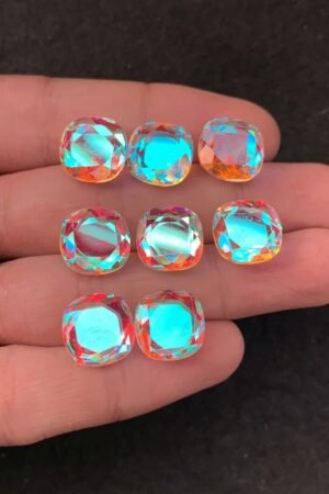 Rainbow Quartz Gemstone Mystic Rainbow Quartz Faceted Cut Cushion Shape Gemstone 12 MM 8 Pieces High Quality Wholesale gems SM24044
