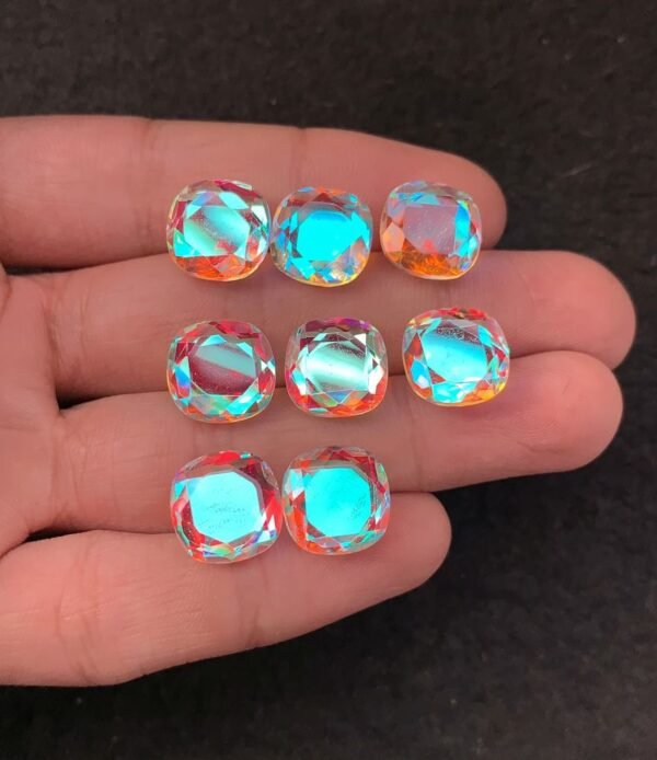 Rainbow Quartz Gemstone Mystic Rainbow Quartz Faceted Cut Cushion Shape Gemstone 12 MM 8 Pieces High Quality Wholesale gems SM24044