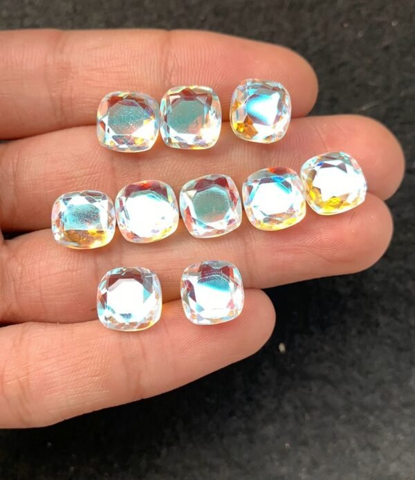 Rainbow Quartz Gemstone Mystic Rainbow Quartz Faceted Cut Cushion Shape Gemstone 10 MM 10 Pieces High Quality Wholesale gems SM24045