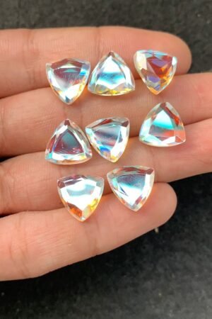 Rainbow Quartz Gemstone Mystic Rainbow Quartz Faceted Cut Trillion Shape Gemstone 12 MM 8 Pieces High Quality Wholesale gems SM24046