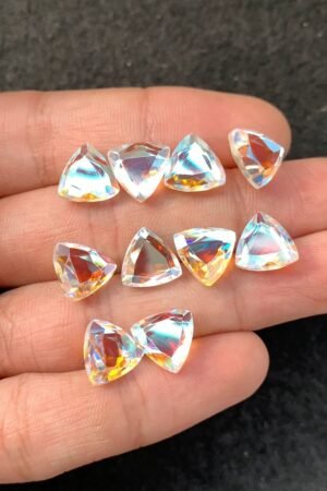 Rainbow Quartz Gemstone Mystic Rainbow Quartz Faceted Cut Trillion Shape Gemstone 10 MM 10 Pieces High Quality Wholesale gems SM24047