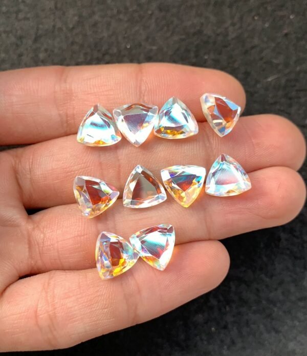 Rainbow Quartz Gemstone Mystic Rainbow Quartz Faceted Cut Trillion Shape Gemstone 10 MM 10 Pieces High Quality Wholesale gems SM24047