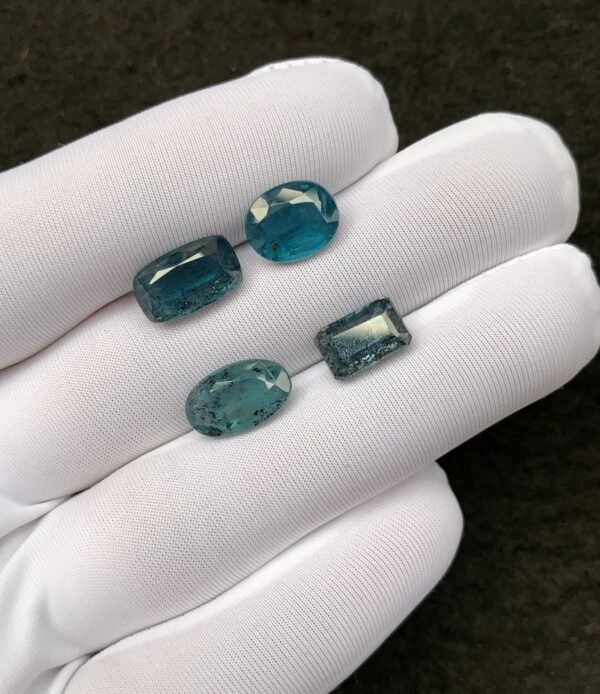 Natural Teal Green Kyanite Gemstone Faceted Cut Mix Shape 9-12 MM 4 Pcs Teal Green Kyanite High Quality Gemstone Wholesale gems SM24110 - Image 2